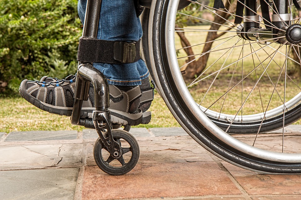 A person on a wheel chair after having a injury